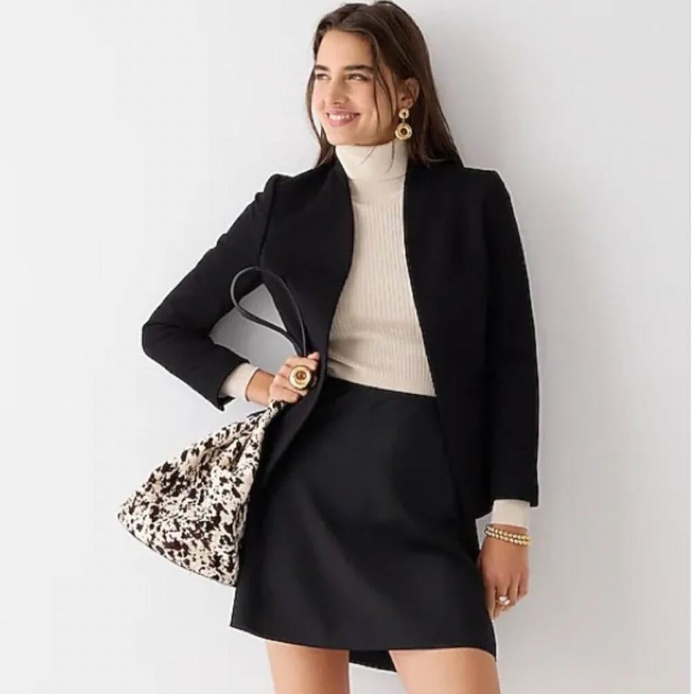 J Crew Going-out Blazer Stretch Twill Black Women's 14 Office Classic Academia